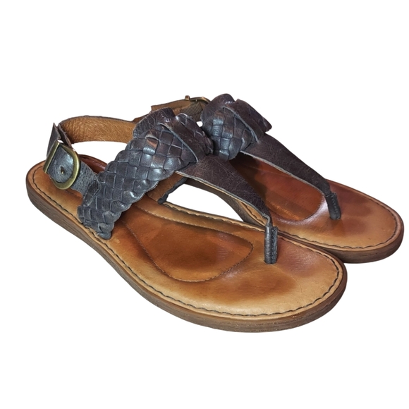 Born Shoes - Born Leather Braided Thong Strappy Sandal